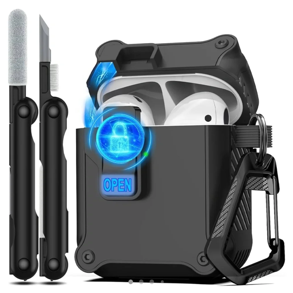 Black Airpods 1st & 2nd Generation Protective Case - Picture 1 of 7